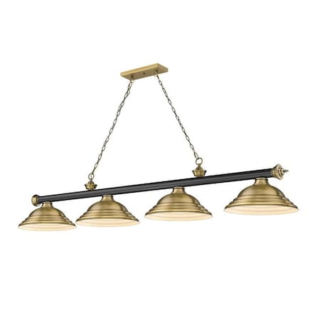 Cordon 4 Light Billiard, Matte Black & Rubbed Brass